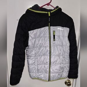 Eddie Bauer Black and Gray Reversible Jacket with Hood